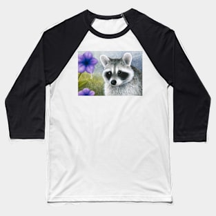 Raccoon 20 Purple Flower Baseball T-Shirt